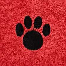 DII Bone Dry Microfiber Dog Bath Towel with Embroidered Paw Print, Red(Toalla Rojo) - Multicolor - Ver 4