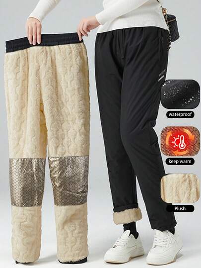 Women'S Thermal Lined Waterproof Windproof Insulated Ski Pants, Outdoor Snow Pants, Winter Warm Hiking Pants Tights