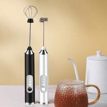 1pc Electric Hand Mixer - USB Rechargeable, 1200mAh, 3-Speed Adjustable, Comes With 2 Stainless Steel Beaters, Suitable For Whipping, Milkshake, Sauce, Puree, Cream, Cappuccino, Hot Chocolate, Milk Frothing - Upgrade Your Dining And Kitchen