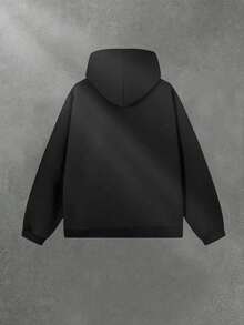 Le Poisson Steve Men's Casual Long Sleeve Hoodie (280g Cotton Blend) Is Suitable For Outdoor Sports And Is An Ideal Choice For Autumn And Winter. - 黑色 - 查看 2