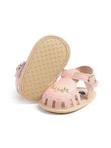 Infant Infant Girls Summer Sandals With Flower Soft Sole Newborn Toddler First Walker Crib Dress Shoes 0-3 6-12 12-18 Months - Pink - View 9