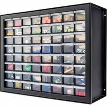 TYUI IRIS USA Bead Organizer Drawers 64-Drawer Screw Tool Electronics Hardware Nuts And Bolts Plastic Garage Storage Cabinet Bin Stackable Craft Supply Building Bricks Sorter Teacher Tool Box Black - Black - View 1