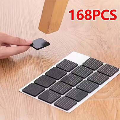 24/72/120/168 piezas Almohadillas de goma negras para muebles, protección antideslizante y contra choques, fácil instalación para patas de mesa, silla, sofá, cama, refrigerador