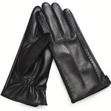 Women's Genuine Leather Sheepskin Gloves - Windproof And Warm Gloves With Touchscreen Function, Winter Gloves For Cold Weather, Suitable For Hiking, Camping, Motorcycle Riding, Daily Use - Elegant Women's Gloves (Ideal Gift), Outdoor Activities, Fashionable Design - màu đen - Xem 2