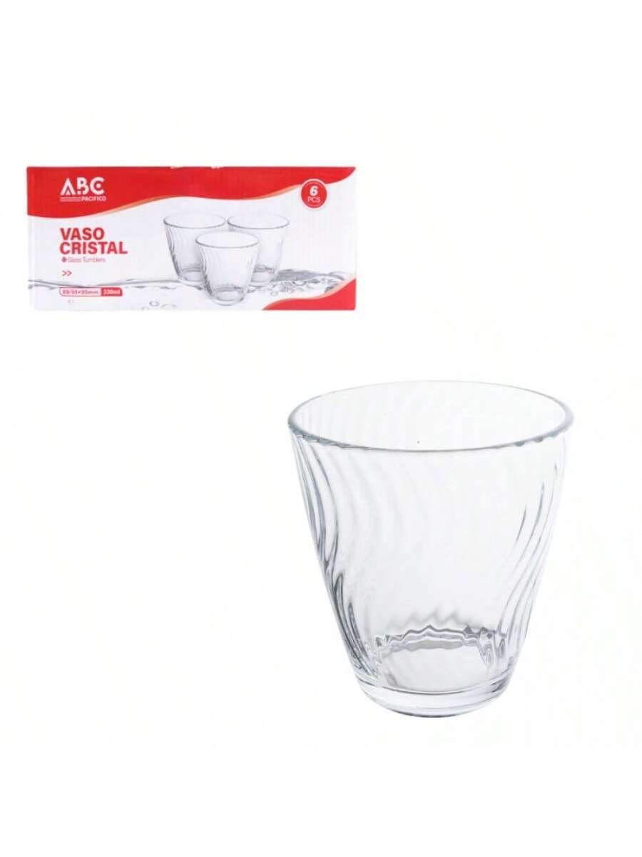 Vasos de vidrio de 330 ml, 6 unidades