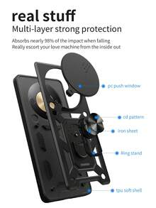 Ốp lưng điện thoại Honor X9d 5G có ống kính camera trượt và chân đế - Đỏ - Xem 7