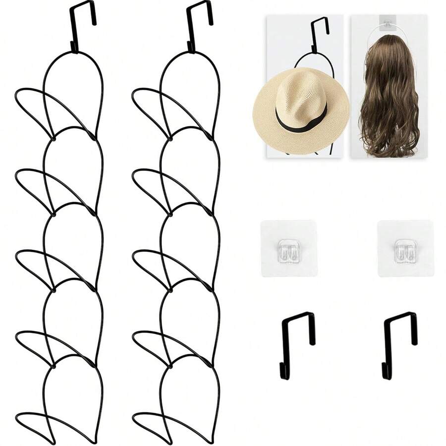 7/14PCS Hat & Wig Hanger Stand Organizer For Multiple Wigs, Wig Holder, Space Saving Storage Rack For Hat, Tie, Scarf - Multicolor - View 1