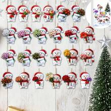 Advent Calendar for Kids 24 Days Christmas Count Down Calendar with Hanging 2D Snowman Ornaments - Verde Oliva - Ver 4