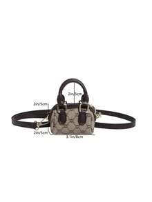 Mini sac à main nouveau sac fourre-tout vintage à motif floral et blocs de couleur en forme de losange, sac bandoulière coquillage - Café - Voir 10