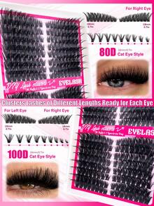 272PCS/260PCS/270PCSIndividual Lash Clusters Natural Look&Wispy Lash Clusters 60D/80D/100D 3 Styles Mixed D Curl 9-16mm DIY Ultra Light&Super Soft Lashes Reusable Individual Eyelash Extension Kit With Makeup For Beginner Use At Home Or On-The-Go For Daily Life&Party&Music Festival&Travel - D - 查看 6