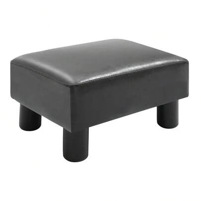 HOMCOM Chesterfield Stool, Seat Bench Made Of Black Synthetic Leather 40x30x24cm, Elegant And Comfortable For Living Room And Hallway.