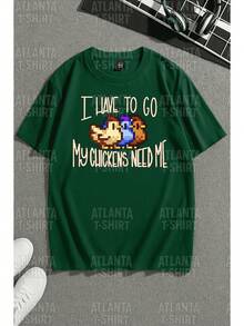 Stardew Unisex Basic T-Shirt 100% Cotton Fabric Streetwear Fashion - 軍綠色 - 查看 1