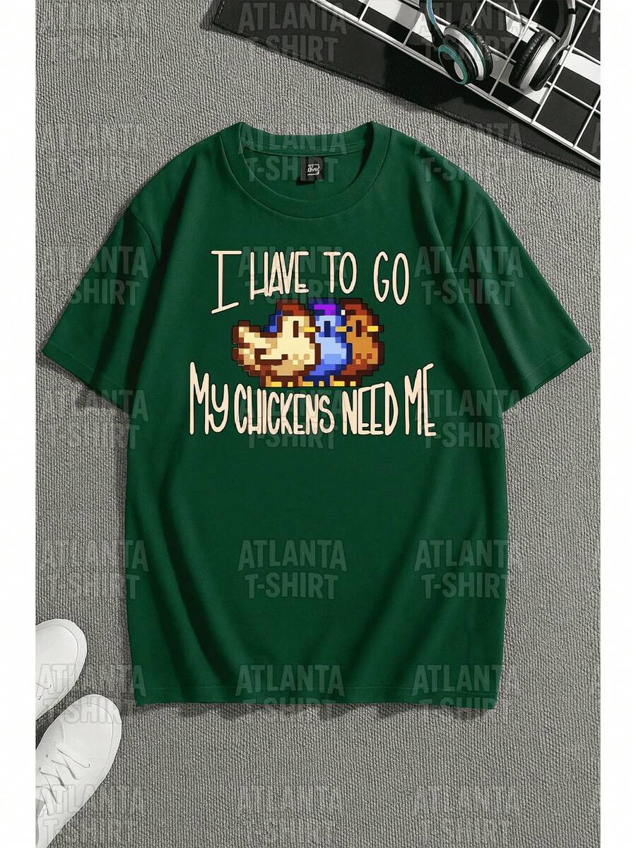 Stardew Unisex Basic T-Shirt 100% Cotton Fabric Streetwear Fashion - 軍綠色 - 查看 1