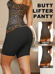 1 件适用于女性腰部、腹部和臀部提升、微塑形、无痕填充臀部、假臀部、女性塑身裤 - 黑色 - 查看 4