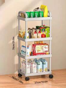 1pc Plastic Multi-Tier Rolling Cart, Mobile Storage Rack For Snacks, Kitchen, Bedroom, Bathroom And Office Kitchen Items Kitchen Accessories Kitchen Tools - Multicolor - View 13