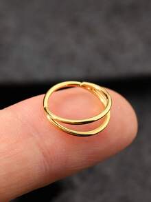 18G Titanium Double Hoop Nose Septum Ring/Hinged Segment Ring/Ear Cartilage Hoop/Ear Helix Hoop/Ear Tragus Hoop/Ear Conch Hoop/Ear Rook Hoop/Minimalist Earrings - Gold - View 8