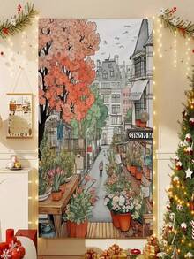 1pc Retro Street Anime Leisure  Bedroom Living Home Decor Bar Outdoor Festival Wall Hanging Decoration Background Art Ba - White - View 1