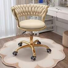 1 Silla de Belleza Giratoria Elegante de Terciopelo Dorado con Altura Ajustable y Ruedas Giratorias de 360° - Estructura de Metal Resistente, Cojín de Asiento de Alta Resiliencia y Respaldo Tejido, Spa, Uso Doméstico - Fácil Montaje, Diseño Duradero y Elegante - Albaricoque - Ver 5
