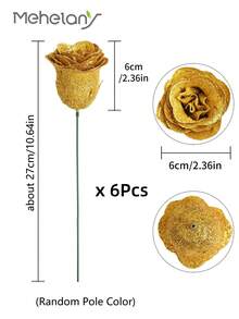 MEHELANY 20支/套 2.76英寸闪光玫瑰花束,DIY人造发光玫瑰花束,金色仿真玫瑰,人造玫瑰,永不凋谢的闪亮仿真玫瑰花束,适合周年纪念、订婚、结婚礼物、家居装饰、办公室厨房装饰、派对装饰、房间装饰、情人节装饰、母亲节装饰、送给女友、妈妈、女士的生日礼物(含包装纸) - 金色 - 查看 9