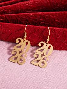 1对2026新年数字设计耳环，圣诞礼物（女士款） - 彩色 - 查看 2