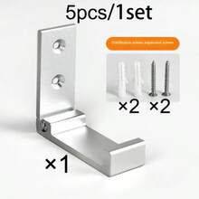 5pcs/1set Wall Mounted Aluminum Alloy Folding Hangers, Black Heavy-Duty Metal Hangers, Folding Hooks - Concealed Wall Mounted Clothing Hooks With Screws, Modern Design That Saves Space, No Need For Drilling, Easy To Install, Suitable For Bathrooms, Kitchens