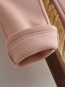 2pcs/Set Girls Hooded Floral Patchwork Fleece Sweatshirt And Pants Set, Autumn/Winter - Pink - View 11
