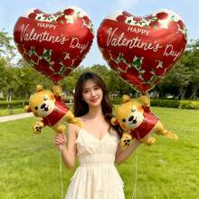 53英寸巨型玫瑰铝箔气球，适用于情人节、婚礼、订婚、周年纪念、生日、花卉主题派对装饰 - 紅色 - 查看 8