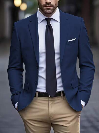 Men's Suit Jacket, Elegant Slim Fit Single Breasted Suit Jacket, Suitable For Weddings, Gatherings, Morning Meetings, Size Range XS-3XL