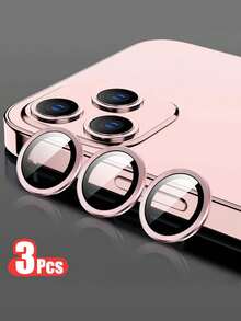 Yezodawee Bộ 3 miếng dán bảo vệ ống kính camera bằng kính cường lực 9H - Màu hồng, Tương thích với iPhone 17 Pro Max/17 Pro/17 Air/17/16 6.1 inch và 16 Plus 6.7 inch, Ốp bảo vệ có vòng kim loại độc lập, Độ trong suốt cao, Tương thích với iPhone 15 Pro Max, 14 Plus, 13, 12, 11, 15 Pro, 15 Plus, 14 Pro - Vừa khít, Ốp điện thoại chống trầy xước - 3 bông hoa hồng - Xem 24