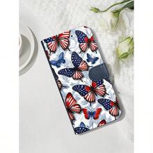 1PC Dream Butterfly Floral Pattern TPU+PU Handcrafted Custom Flip Wallet Phone Case Compatible With IPhone 17 Air, 16, 15, 14, 13, 12, 11 Series Full-Coverage Protection Holds 1-3 Cards Features Stand Function, Card Slots, Shockproof Design, Scratch Resistance, And Full-Wrap Construction Multiple Colors Available Suitable For Both Men And Women - Màu xanh lam - Xem 3