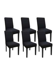 1/4/6pcs Solid Color Milk Silk Chair Covers, High Elastic Dust-Proof And Waterproof, Suitable For All Seasons, Living Room, Hotel, Restaurant, Kitchen, Home Decor - Black - View 10