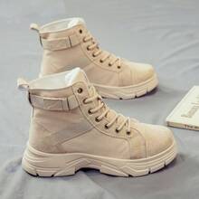 女士厚底保暖雪地靴，保暖内衬，百搭新款式，冬季 - 卡其色 - 查看 10