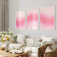3幅/套无框帆布海报，现代艺术，粉色颗粒渐变帆布画，浅粉色墙面艺术，抽象色彩渐变，卧室客厅走廊的理想礼物，墙面艺术，墙面装饰，冬季装饰，房间装饰 - 彩色 - 查看 4