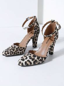 Timesize 豹纹多色高跟鞋，女士高跟鞋，玛丽珍粗跟鞋，婚鞋，厚底超高跟鞋，粗跟鞋，女士高跟鞋，工作鞋，正装鞋，随机图案 - 彩色 - 查看 5