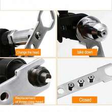 Multi Size Rivet Nut Insert Drill Adaptor Attachment, Anti Slip Support Handle Riveting Tool Kit, Portable Threaded Nut Pulling Accessory For Metal Plate Furniture Handmade Assembly - Black - View 4
