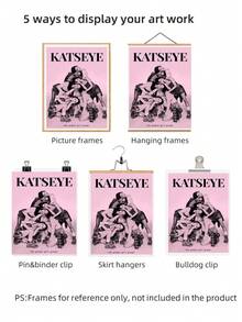 1幅无框粉色女团KATSEYE海报，Kpop墙面艺术音乐粉丝装饰帆布画，适用于卧室、宿舍、客厅等房间装饰，个性海报，房间装饰，卧室墙面装饰画，Katseye海报，粉色Kpop艺术女团装饰 - 彩色 - 查看 6