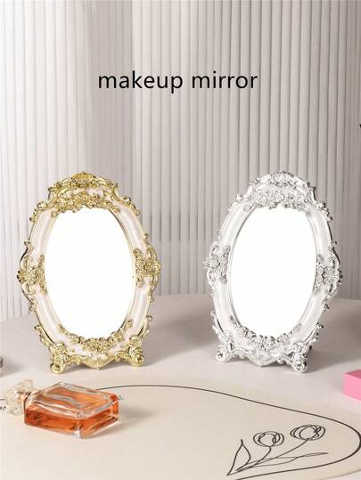 1个欧式个性化化妆镜，梳妆镜，适用于房间、卧室、梳妆台，也可作为礼物送给家人和朋友。