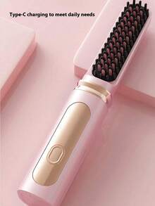 Wireless Multi-Functional Electric Straightening Curling Comb Portable Negative Ion Hair Straightener Brush, Straightening Comb Negative Ion Hair Care Comb Heat Protection Curling Straightener For Home Styling, Portable Clamp High Top Hair Volume Heat Protection Long-Lasting Styling Gift 4000mAh - 彩色 - 查看 10
