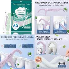 60 Piezas Hilo Dental,Oral Flossers Diseño Ultrarresistente de Doble Línea,con Vitamina E y Flúor Empaquetado Individualmente Fácil de Llevar,Sabor Refrescante a Mentalimpieza Profunda de Dientes (, )(Púrpura 1 pieza) - Multicolor - Ver 1