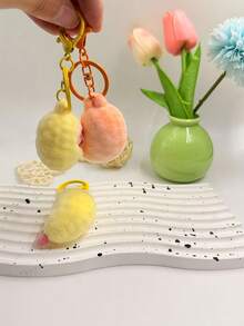 1pc Heart Shaped Bubble Shrimp Shell Keychain, Couples Keyring, Backpack Charm, Holiday Party, Keychain, Back To School Accessory, Car Decor, Ideal As Beautiful Holiday And New Year Gift - Multicolor - View 4