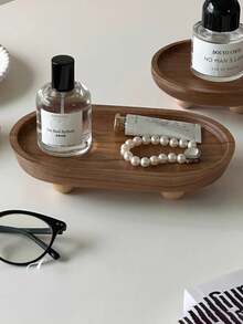 2pcs/1pc 7.8*4.65*1.69 Inch Wooden Tray, Aromatherapy Decor Key Holder Tray, Creative Dessert Plate, Entryway Organizer Tray, Wooden Candle Holder, Small Wooden Riser For Kitchen Counter - Multicolor - View 10