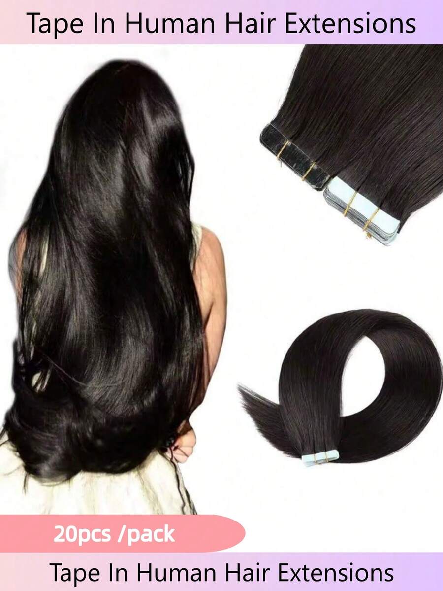 99j# Wine Red Thick Tape In Hair Extensions Human Hair 10-26 Inches 50g 20Pcs/Pack Tape Ins Human Hair Extensions Real Human Hair Tape In Extensions Silky Straight - S1B - 查看 1