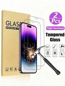 2pcs 9H Ultra-Clear Ultra-Thin Tempered Glass Screen Protector, Compatible With IPhone 14, 13, 12, 11 Pro Max, 17/17 Pro/17 Pro Max/17 Air/16 Pro Max/16 Pro/16 Plus/15 Pro/15 Plus/11/12/13/Mini/XR/SE (2020/2022 Models), Anti-Scratch, High Definition, Screen Protector - Clear - View 30