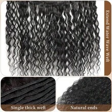 深波浪发束 合成纤维发束 8束 20 24 26英寸 耐热纤维双层缝制深卷发束 - 黑色 - 查看 5