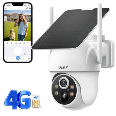 2NLF® Cámara Solar Inalámbrica 4G 5MP 2.5K Blanco | Visión 360° Rotación 355°/90° | Visión Nocturna Color Detección Humana | Audio Bidireccional Zoom Digital 4X | Almacenamiento en Nube Militar | IP66 Impermeable Batería 9000mAh Panel Solar 5W | Instalación Sin Cables Sin WiFi/Electricidad | Exteriores
