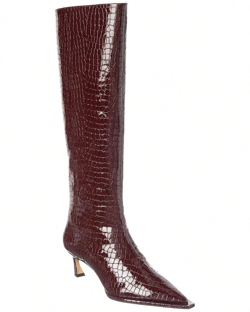Alexandre Birman Kyra 50 Croc-Embossed Patent Knee-High Boot | SHEIN USA