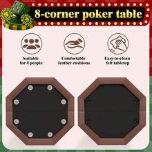 PtioHavn Mesa De Poker Octagonal Con Pata De Acero Plegables 119*75cm - Portavasos de acero inoxidable marrón - Ver 4