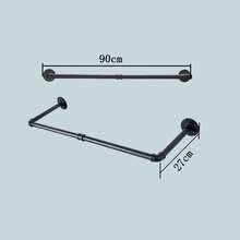 1pc 90cm Black Iron Closet Wall-Mounted Display Rack With Heavy Duty Industrial Pipe Clothes Hanging Rod For Multi-Functional Use In Clothing Store