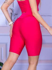 Women's Gym Shorts, Fitness Or Casual - 玫紅色 - 查看 3