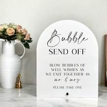 1pc Bubble Send Off Acrylic Sign, Bubble Send Off Sign, Bubble Send Off, Wedding Send Off Sign, Wedding Bubbles Sign For The New Mr And Mrs Acrylic Wedding Sign, Arch Bubble Exit Favors Newlywed Sendoff Signage,Wedding Signs,Wedding Decorations - Multicolor - View 6